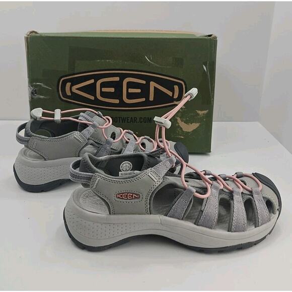 Keen US 7 Astoria West Womens Grey Coral Pink Closed Toe Trail Sandals - Picture 4 of 7